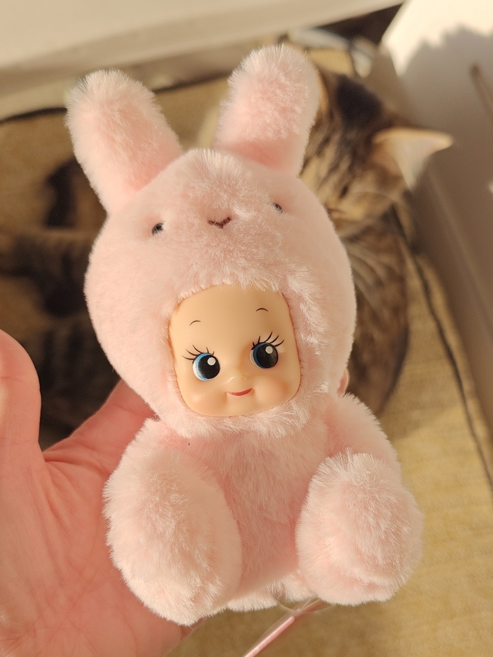 Kewpie Plush Bunny Doll Toy in Soft Pink
